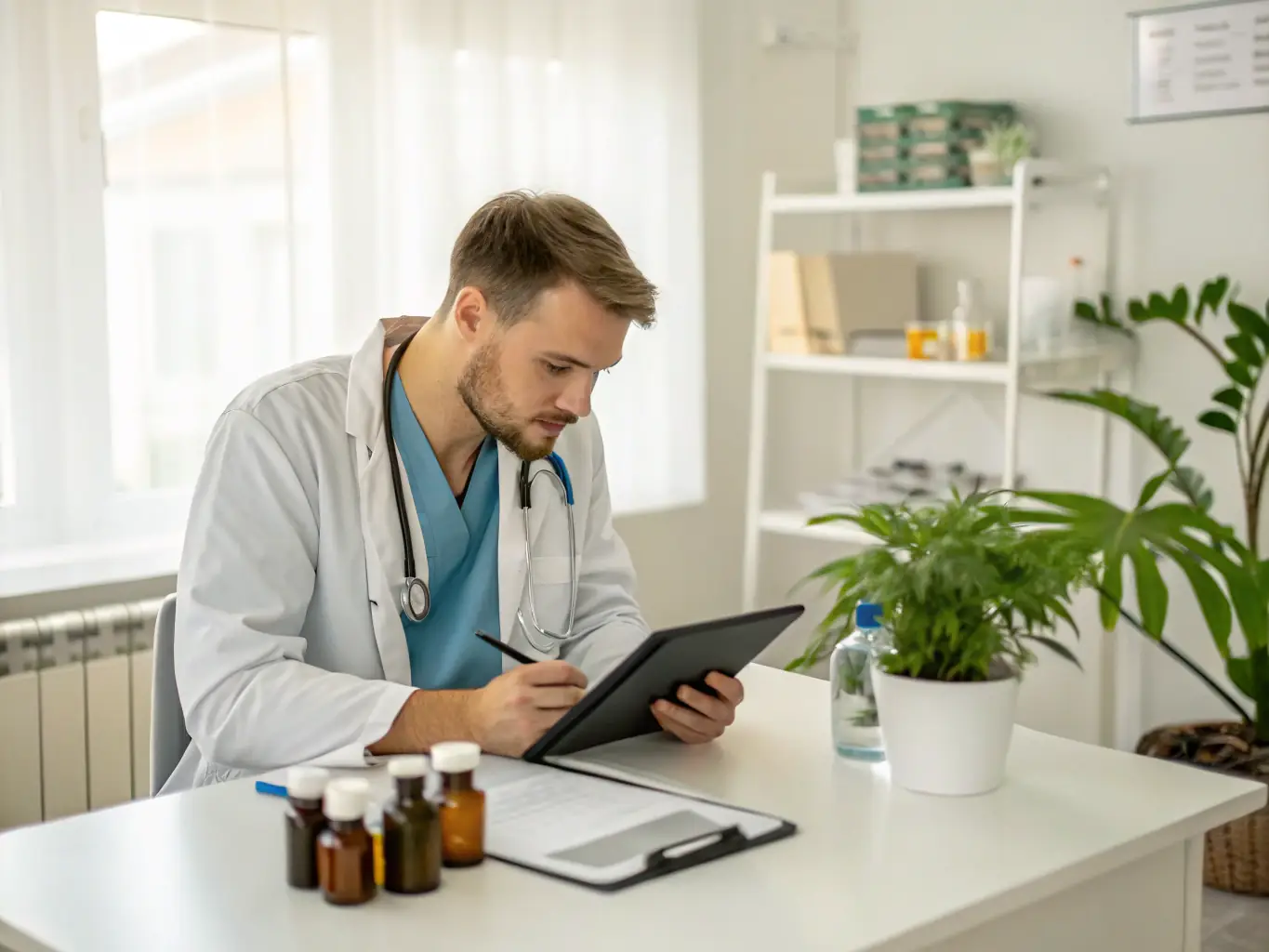 A clear and friendly image of a veterinarian explaining treatment options to a pet owner, highlighting open communication and shared decision-making.